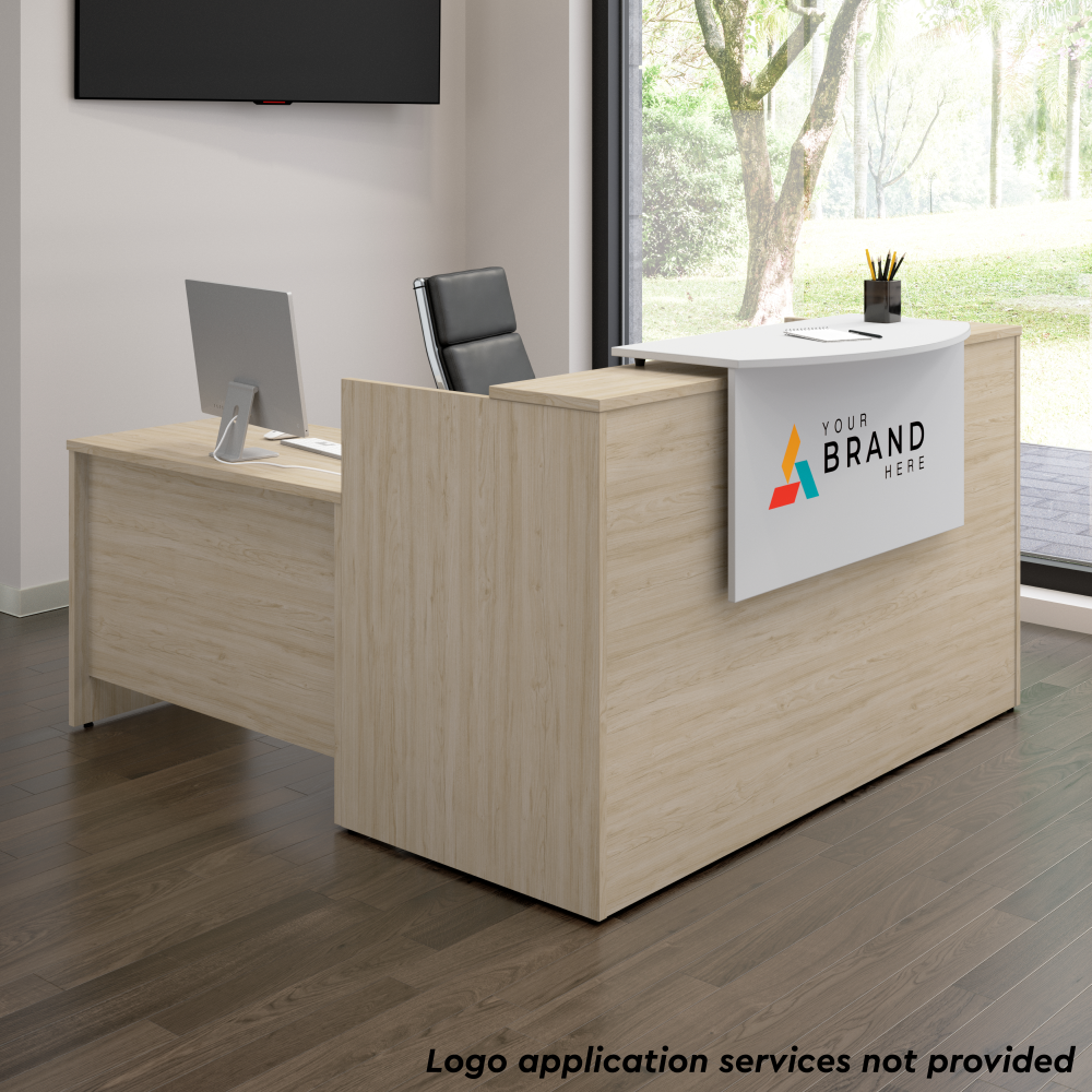 Shop Bush Business Furniture Arrive 72W x 72D L Shaped Reception Desk with Counter, Image 04, ARV009NE, #color_natural elm