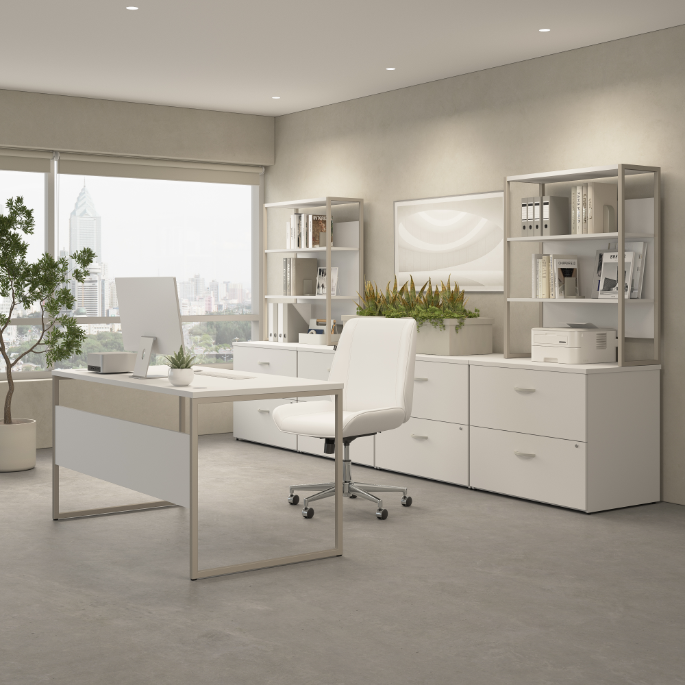 Shop Bush Business Furniture Hybrid 2 Drawer Lateral File Cabinet with Shelves, Image 03, HYB018WHSU, #color_white