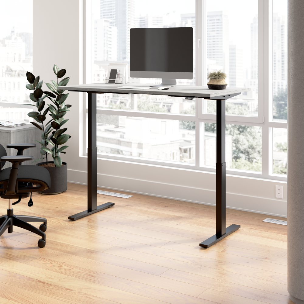 Shop Bush Business Furniture Move 60 Series 60W x 30D Electric Height Adjustable Standing Desk, Image 02, M6S6030PGBK, #color_platinum gray/black powder coat