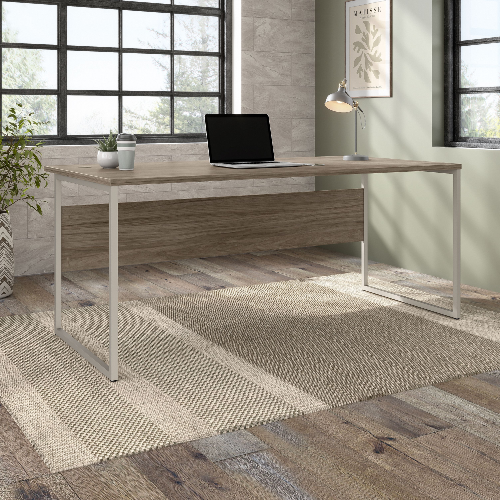 Shop Bush Business Furniture Hybrid 72W x 36D Computer Table Desk with Metal Legs, Image 02, HYD172MH, #color_modern hickory