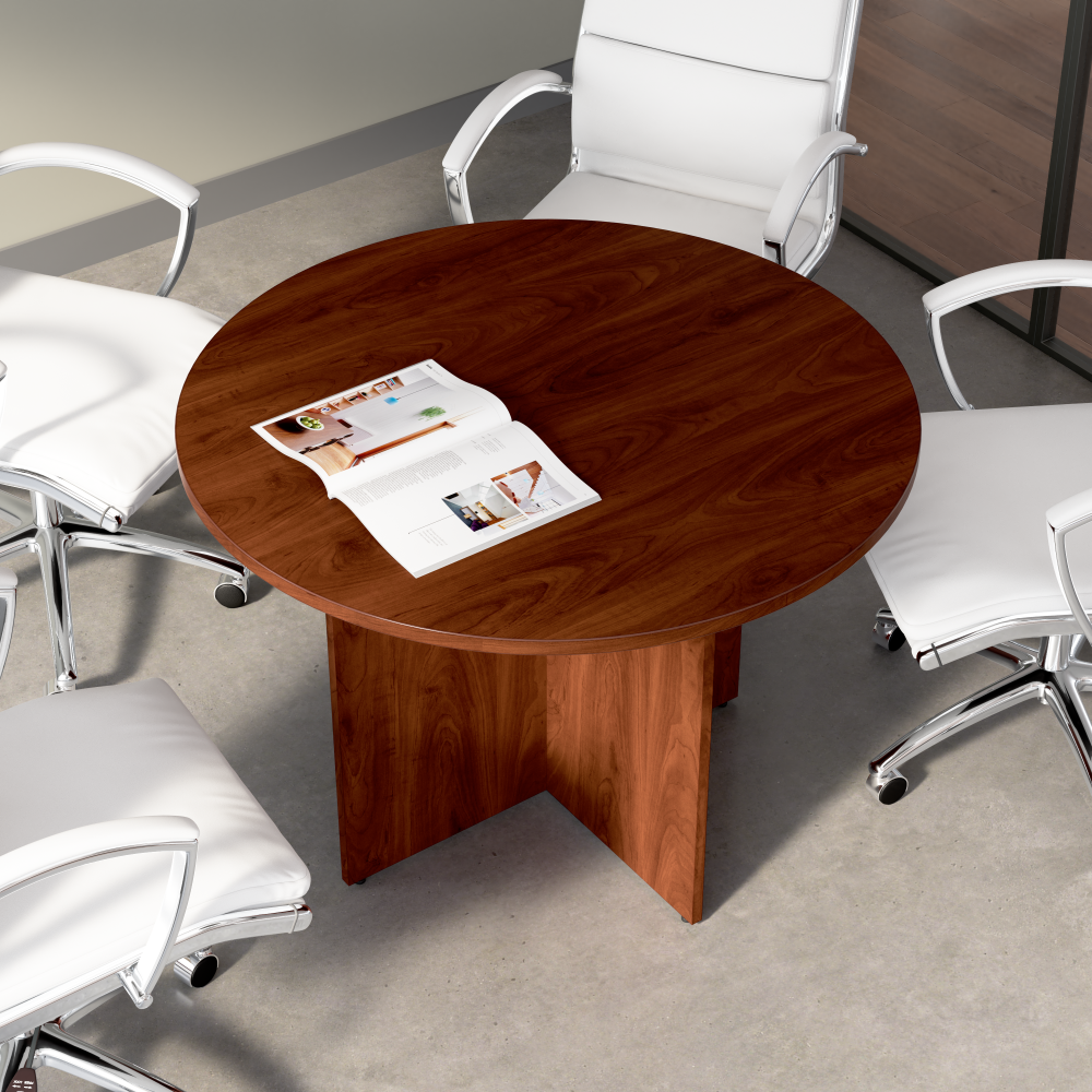 Shop Bush Business Furniture 42-inch Round Conference Table with Wood Base, Image 03, 99TB42RHC, #color_hansen cherry