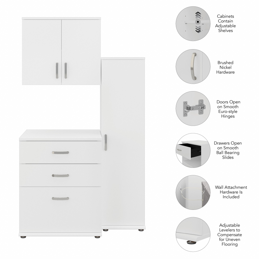 Shop Bush Business Furniture Universal 44W 3 Piece Modular Storage Set with Floor and Wall Cabinets, Image 06, UNS005WH, #color_white
