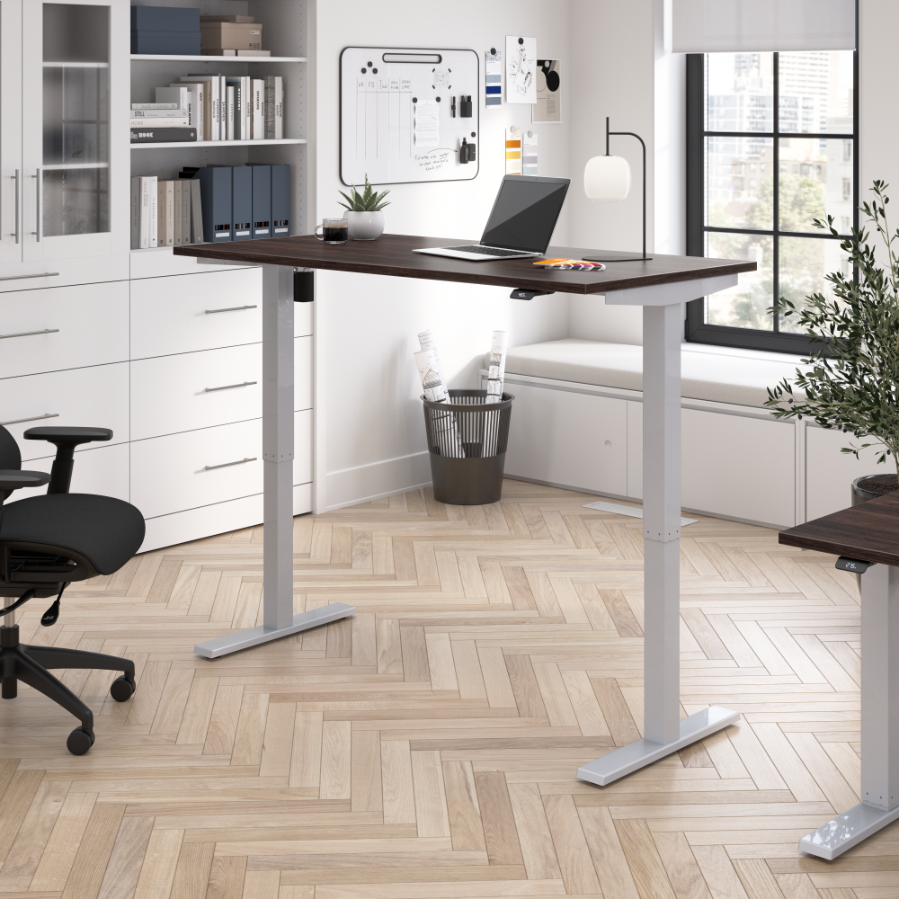 Shop Bush Business Furniture Move 40 Series 60W x 30D Electric Height Adjustable Standing Desk, Image 02, M4S6030BWSK, #color_black walnut/cool gray metallic