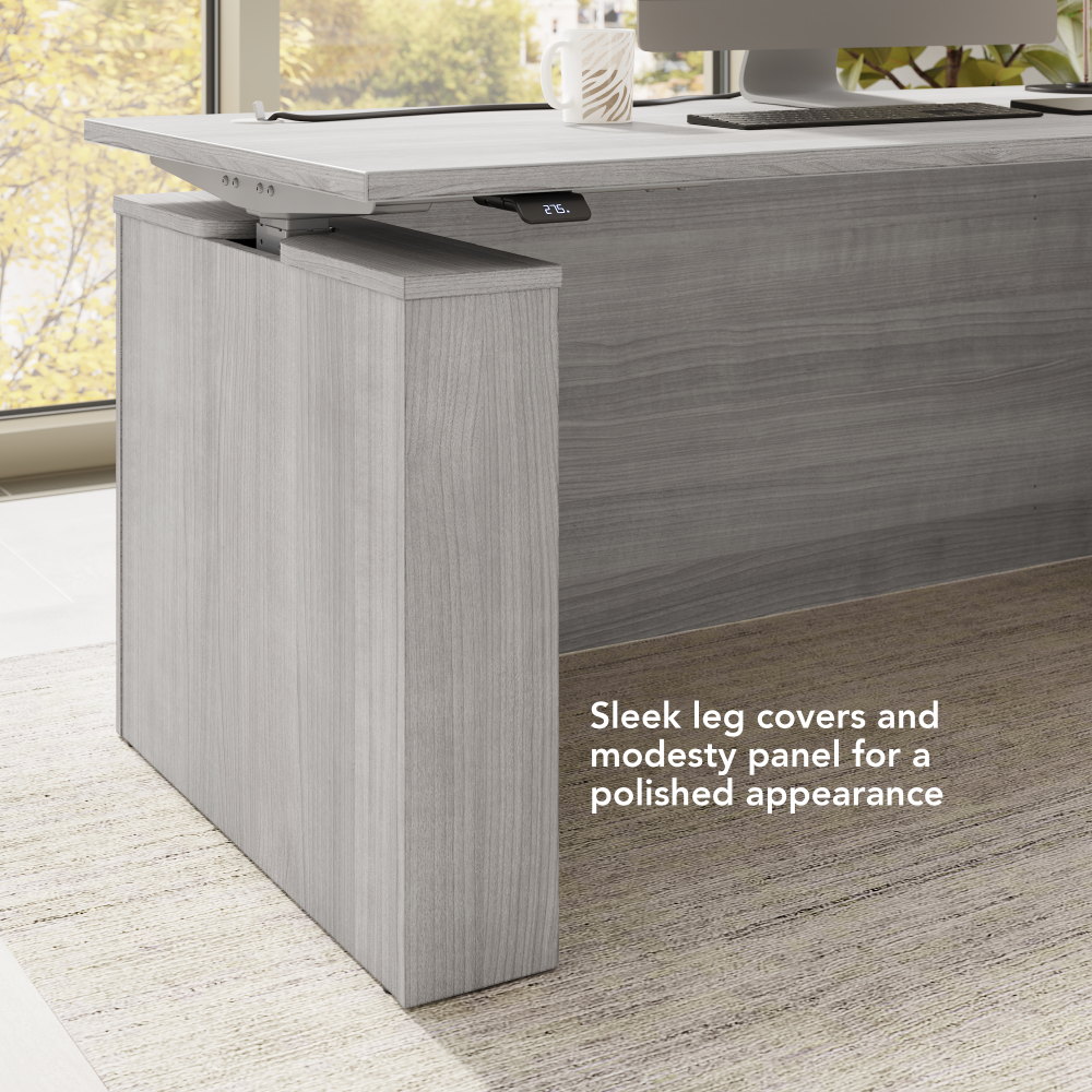 Shop Bush Business Furniture Stratus 72W x 30D Electric Height Adjustable Standing Desk with Modesty Panel, Image 05, SUT004PG, #color_platinum gray