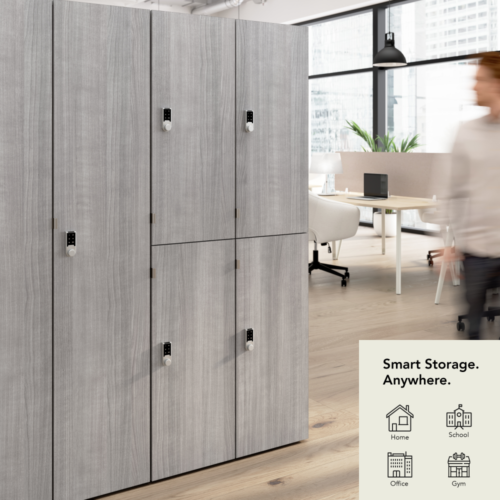 Shop Bush Business Furniture Assure Single Tier 2 Door Storage Locker with Keypad Locks, Image 03, AUS230PGK, #color_platinum gray