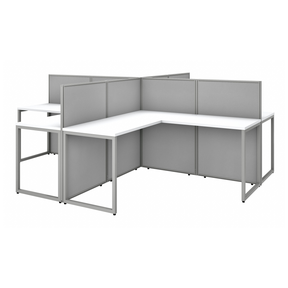 Shop Bush Business Furniture Easy Office 60W 4 Person L Shaped Cubicle Desk Workstation with 45H Panels, Image 01, EOD760WH-03K, #color_pure white/silver gray fabric