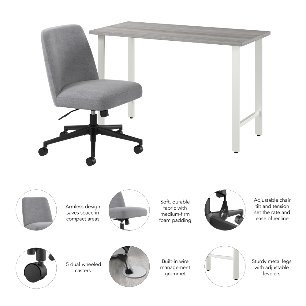 Shop Bush Furniture Hustle 48W x 24D Computer Desk and Chair Set, Image 06, HUS004PG, #color_platinum gray
