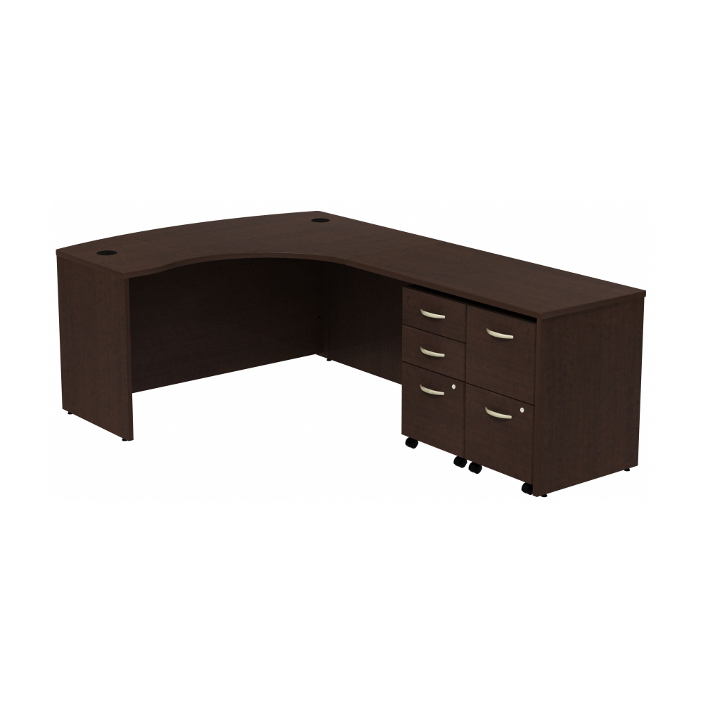 Shop Bush Business Furniture Series C Bow Front Right Handed L Shaped Desk with 2 Mobile Pedestals, Image 01, SRC034MRRSU, #color_mocha cherry