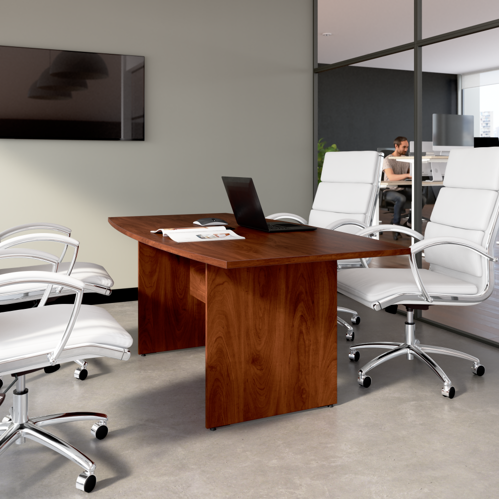 Shop Bush Business Furniture 72-inch Office Conference Table with Wood Base, Image 02, 99TB7236HC, #color_hansen cherry