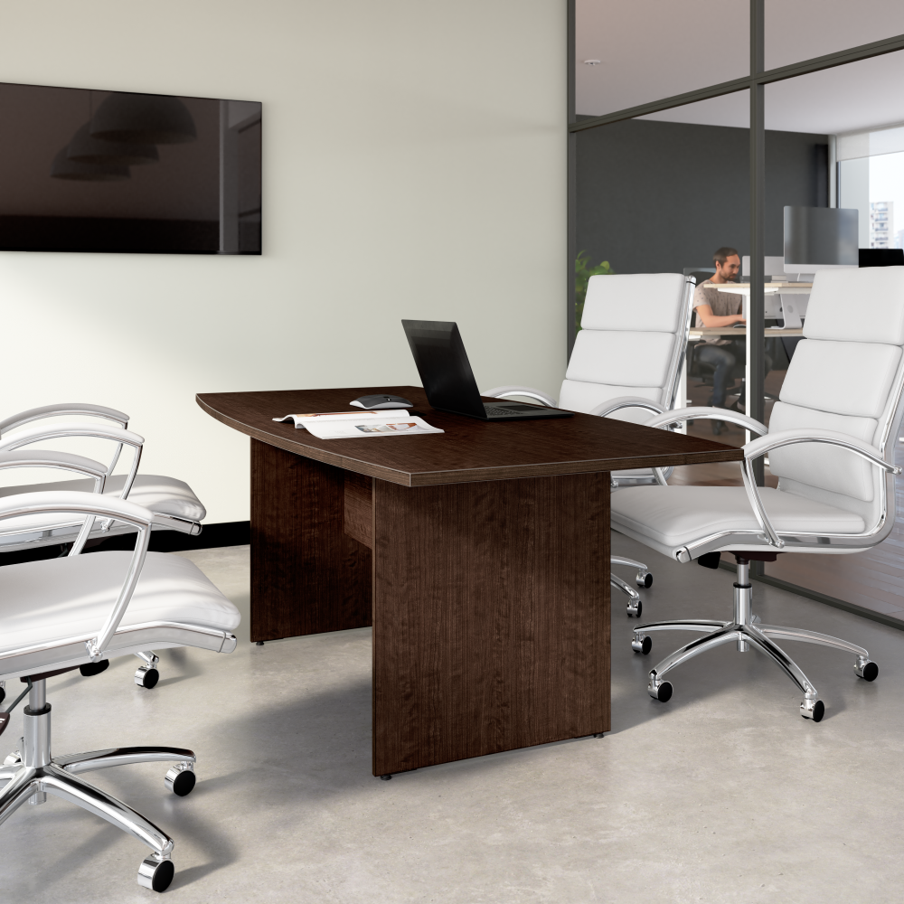 Shop Bush Business Furniture 72-inch Office Conference Table with Wood Base, Image 02, 99TB7236MR, #color_mocha cherry