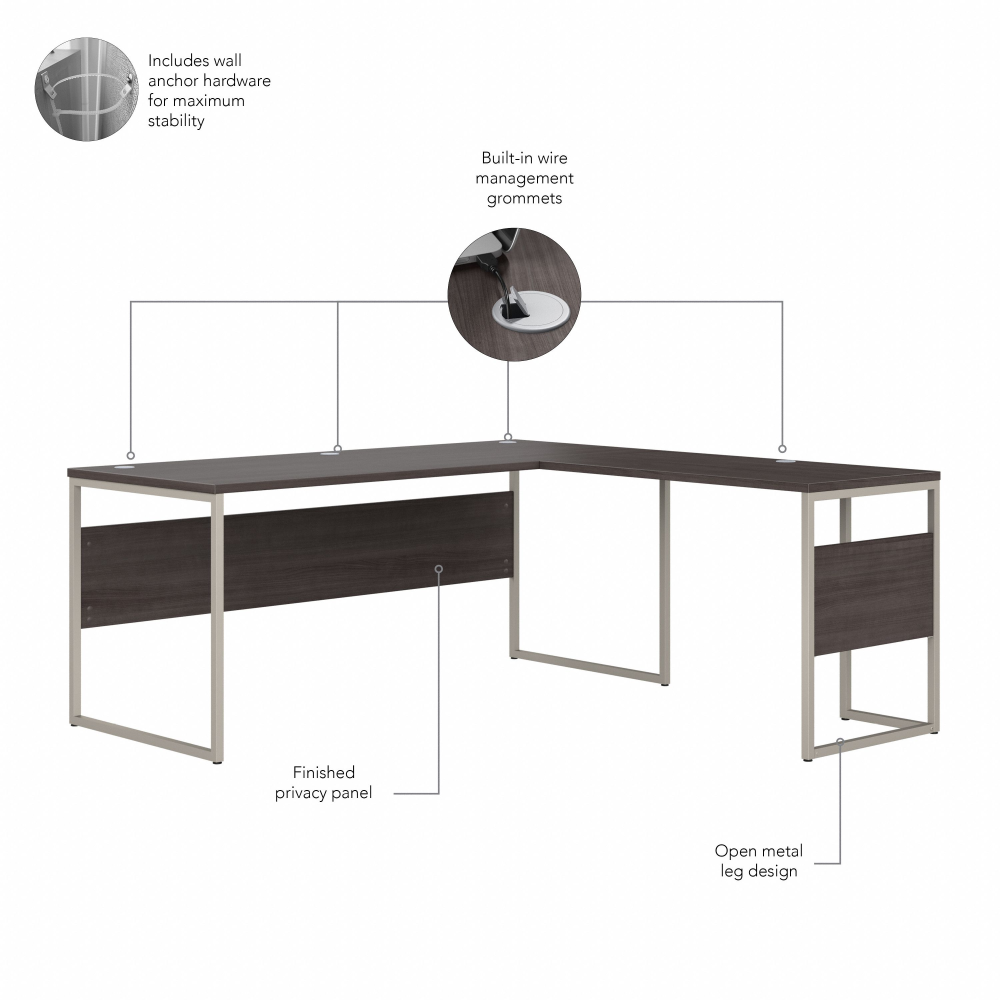Shop Bush Business Furniture Hybrid 72W x 30D L Shaped Table Desk with Mobile File Cabinet, Image 06, HYB028SGSU, #color_storm gray