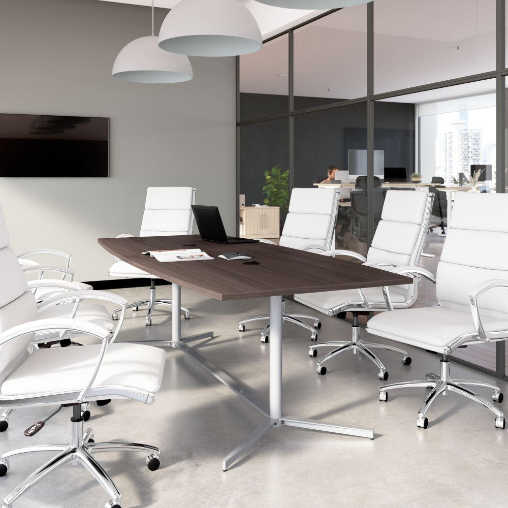 Shop Bush Business Furniture 96-inch Office Conference Table with Metal Base, Image 02, 99TBM96SGSVK, #color_storm gray