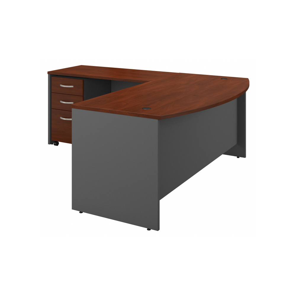 Shop Bush Business Furniture Series C 72W Bow Front L Shaped Desk with 48W Return and Mobile File Cabinet, Image 03, SRC084HCSU, #color_hansen cherry/graphite gray