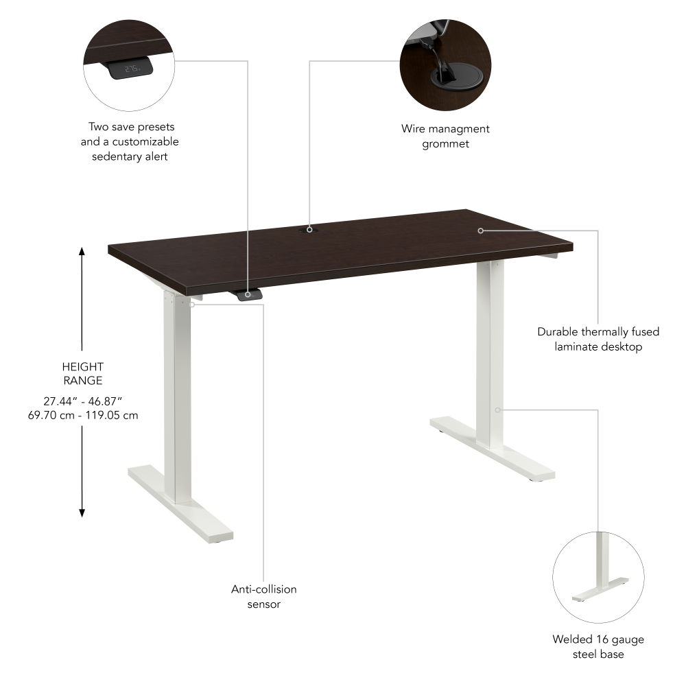 Shop Bush Business Furniture Move 60 Series 48W x 24D Electric Height Adjustable Standing Desk, Image 06, M6S4824MRWK, #color_mocha cherry/white powder coat