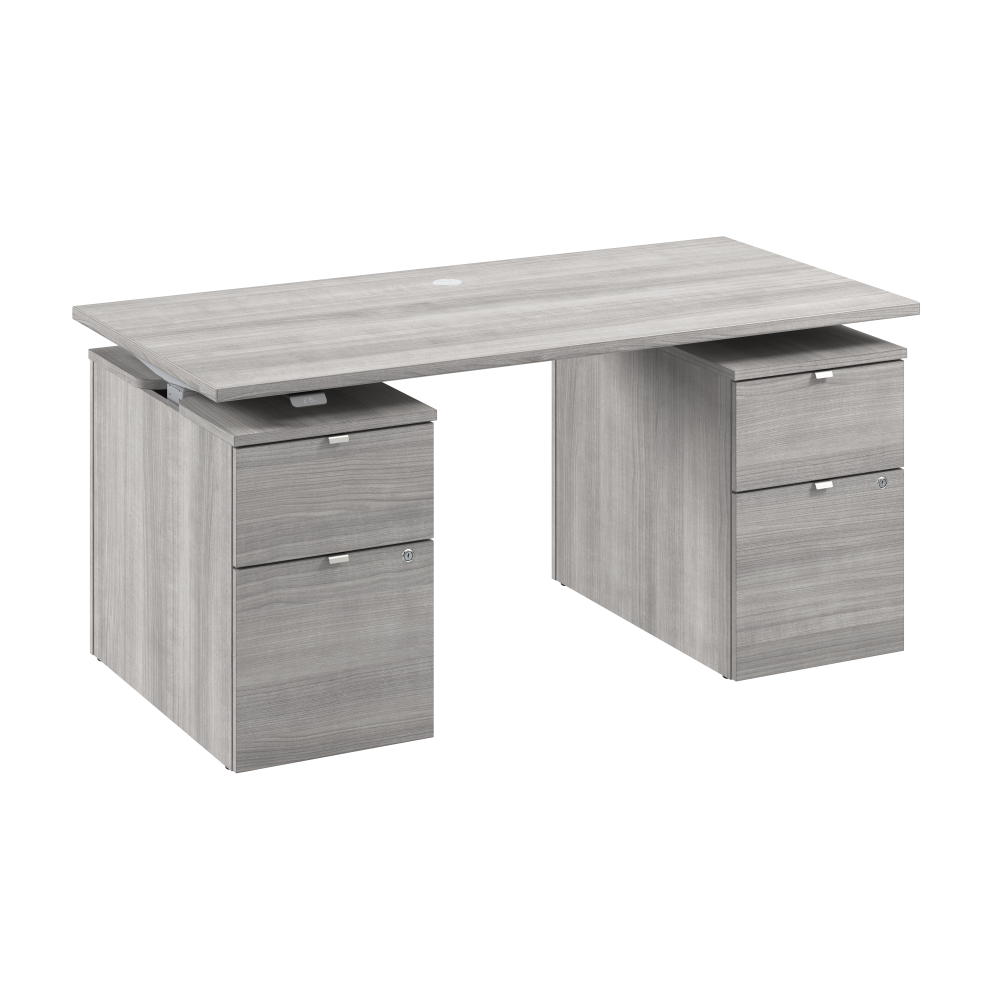 Shop Bush Business Furniture Stratus 60W x 30D Electric Height Adjustable Standing Desk with Drawers, Image 01, SUT009PG, #color_platinum gray