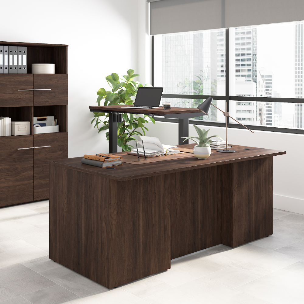Shop Bush Business Furniture Office 500 5 Shelf Bookcase with Doors, Image 03, OFB136BW, #color_black walnut