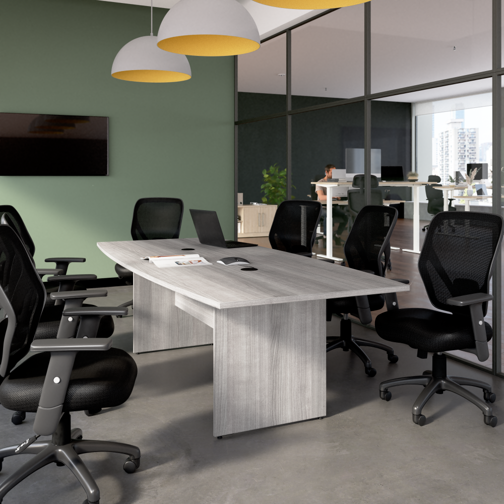 Shop Bush Business Furniture 96-inch Office Conference Table with Wood Base, Image 02, 99TB9642PGK, #color_platinum gray