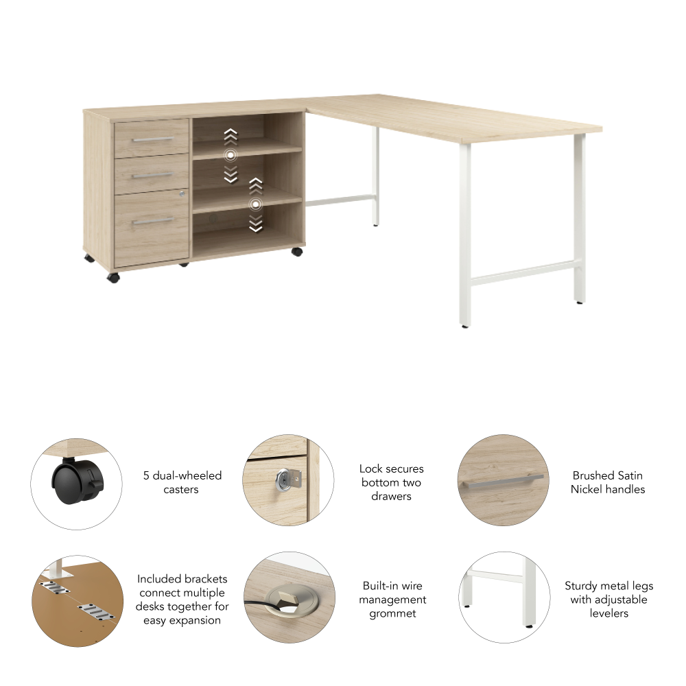 Shop Bush Business Furniture Hustle 72W x 30D Computer Desk and Storage Cabinet with Drawers and Shelves, Image 04, HUS010NE, #color_natural elm