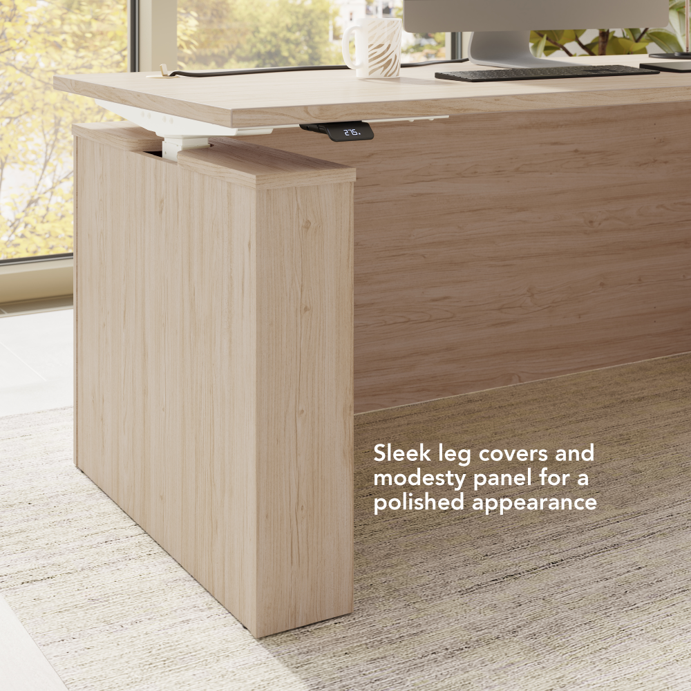 Shop Bush Business Furniture Stratus 72W x 30D Electric Height Adjustable Standing Desk with Modesty Panel, Image 05, SUT004NE, #color_natural elm