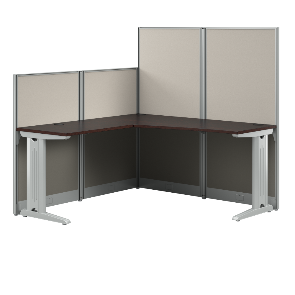 Shop Bush Business Furniture Office in an Hour 65W x 65D L Shaped Cubicle Desk, Image 01, WC36894-03K, #color_mocha cherry