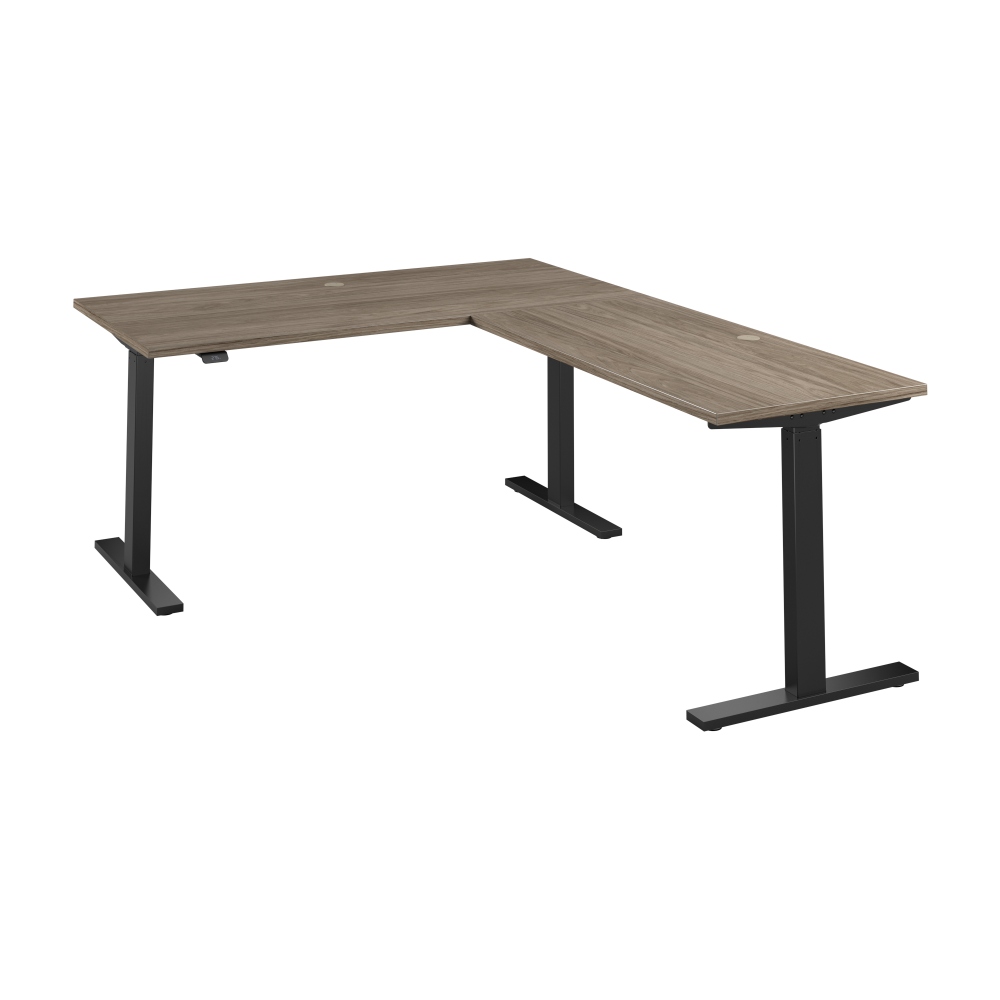 Shop Bush Business Furniture Move 60 Series 60W Height Adjustable L Shaped Standing Desk, Image 01, M6SL6078MHBK, #color_modern hickory/black powder coat