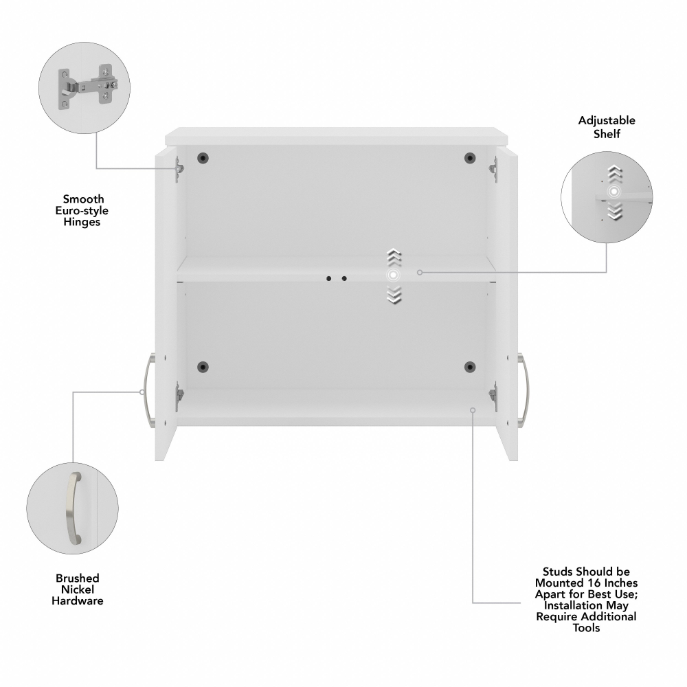 Shop Bush Business Furniture Universal Wall Cabinet with Doors and Shelves, Image 07, UNS428WH, #color_white