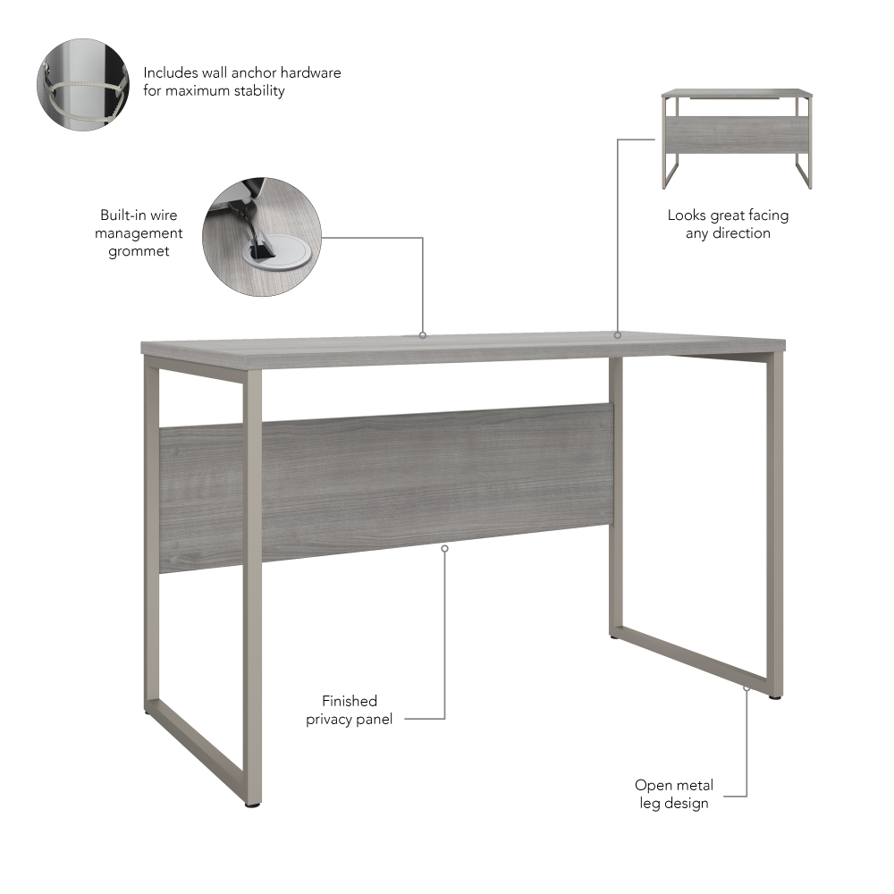 Shop Bush Business Furniture Hybrid 48W x 24D Computer Table Desk with Metal Legs, Image 08, HYD148PG, #color_platinum gray