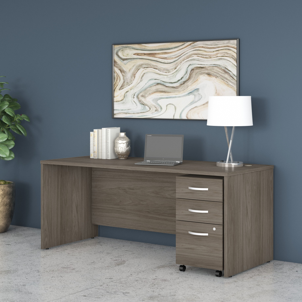 Shop Bush Business Furniture Studio C 72W x 30D Office Desk with Mobile File Cabinet, Image 02, STC013MHSU, #color_modern hickory