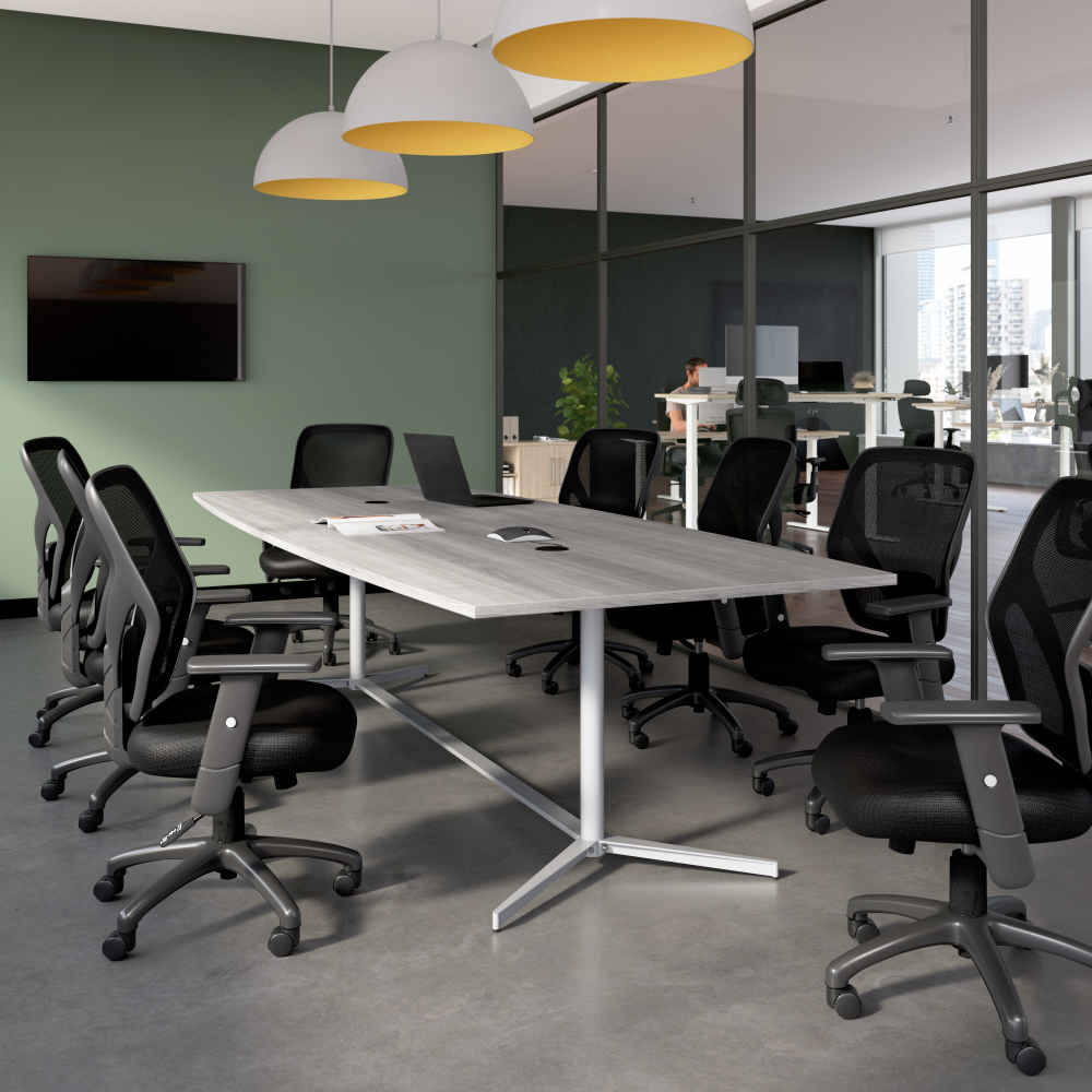Shop Bush Business Furniture 120-inch Office Conference Table with Metal Base, Image 02, 99TBM120PGSVK, #color_platinum gray