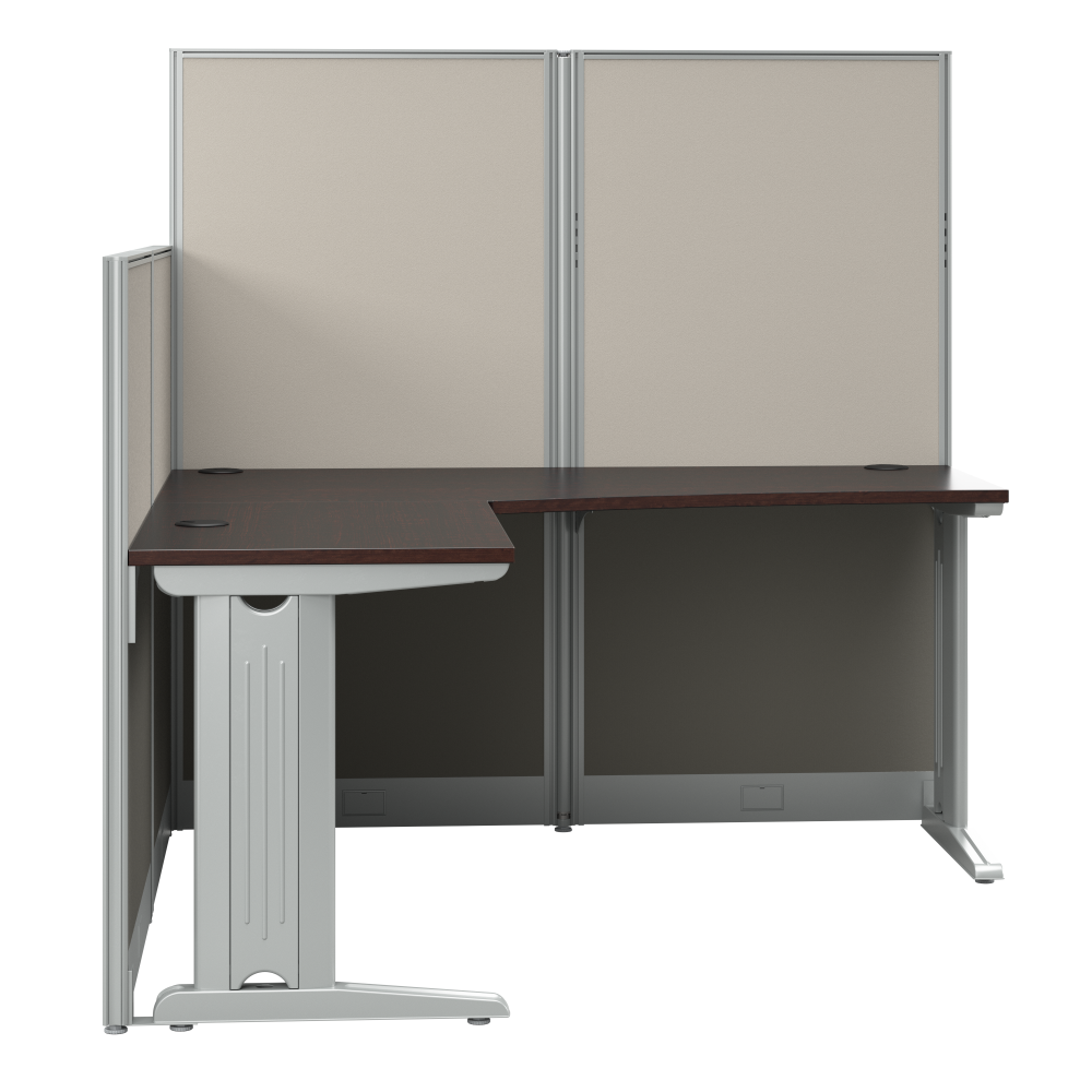 Shop Bush Business Furniture Office in an Hour 65W x 65D L Shaped Cubicle Desk, Image 03, WC36894-03K, #color_mocha cherry