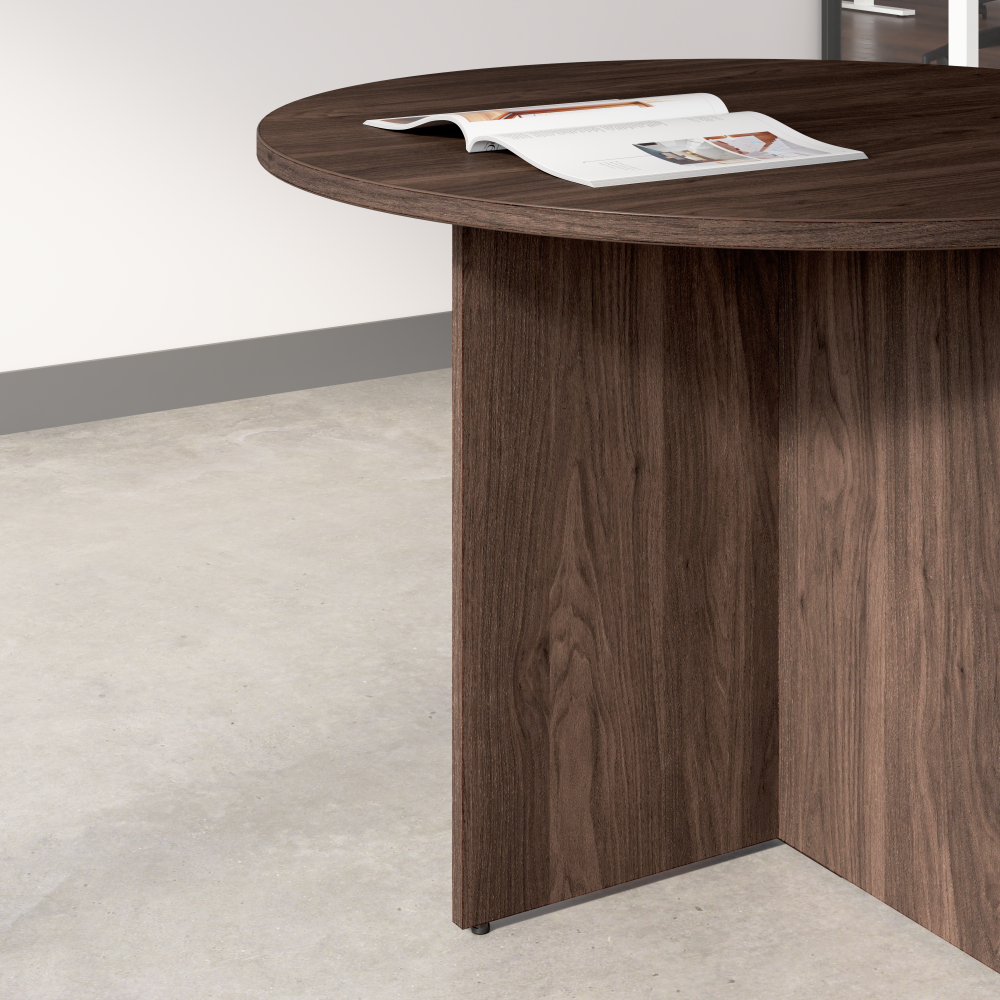 Shop Bush Business Furniture 42-inch Round Conference Table with Wood Base, Image 04, 99TB42RBW, #color_black walnut
