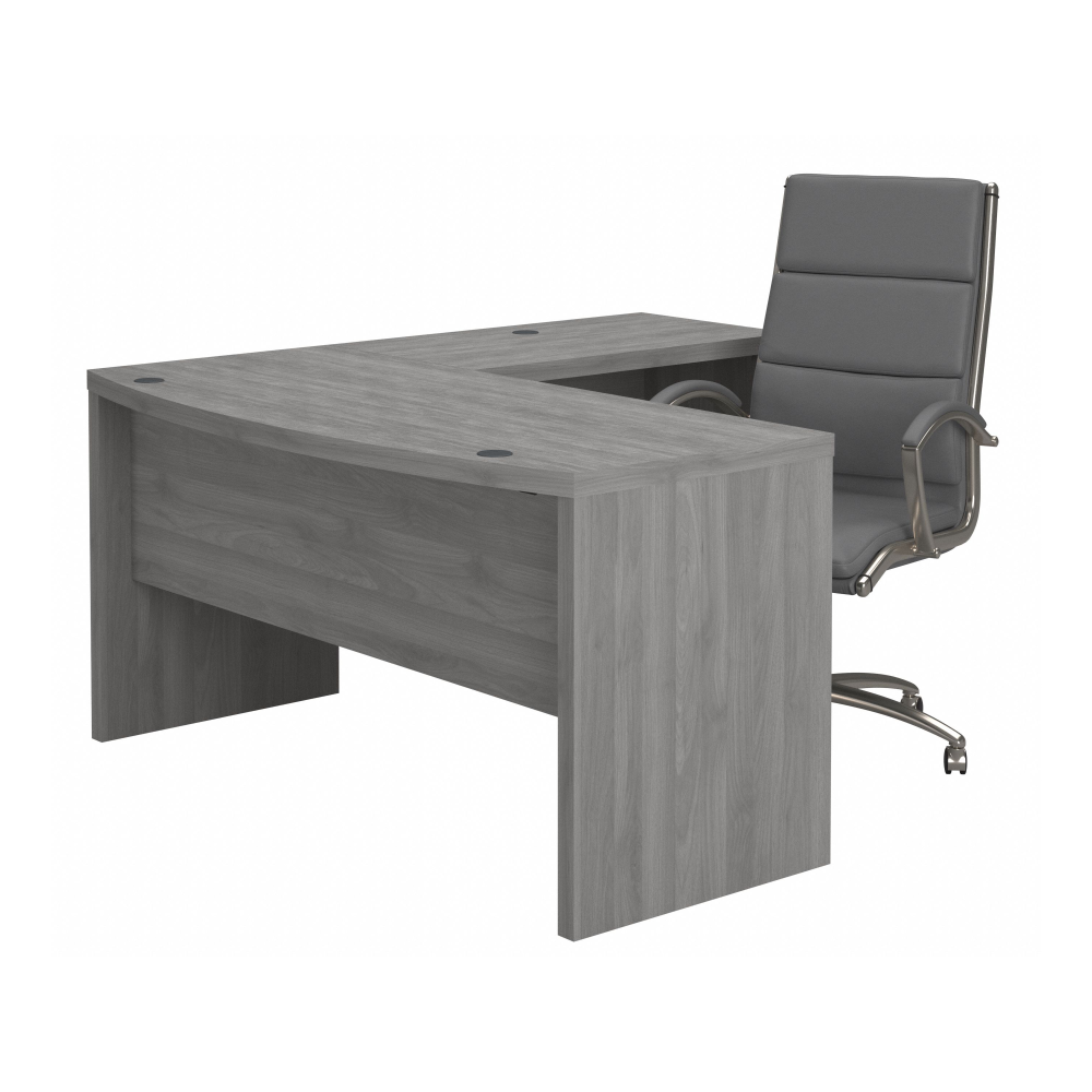 Shop Bush Business Furniture Echo L Shaped Bow Front Desk with High Back Chair, Image 01, ECH034MG, #color_modern gray