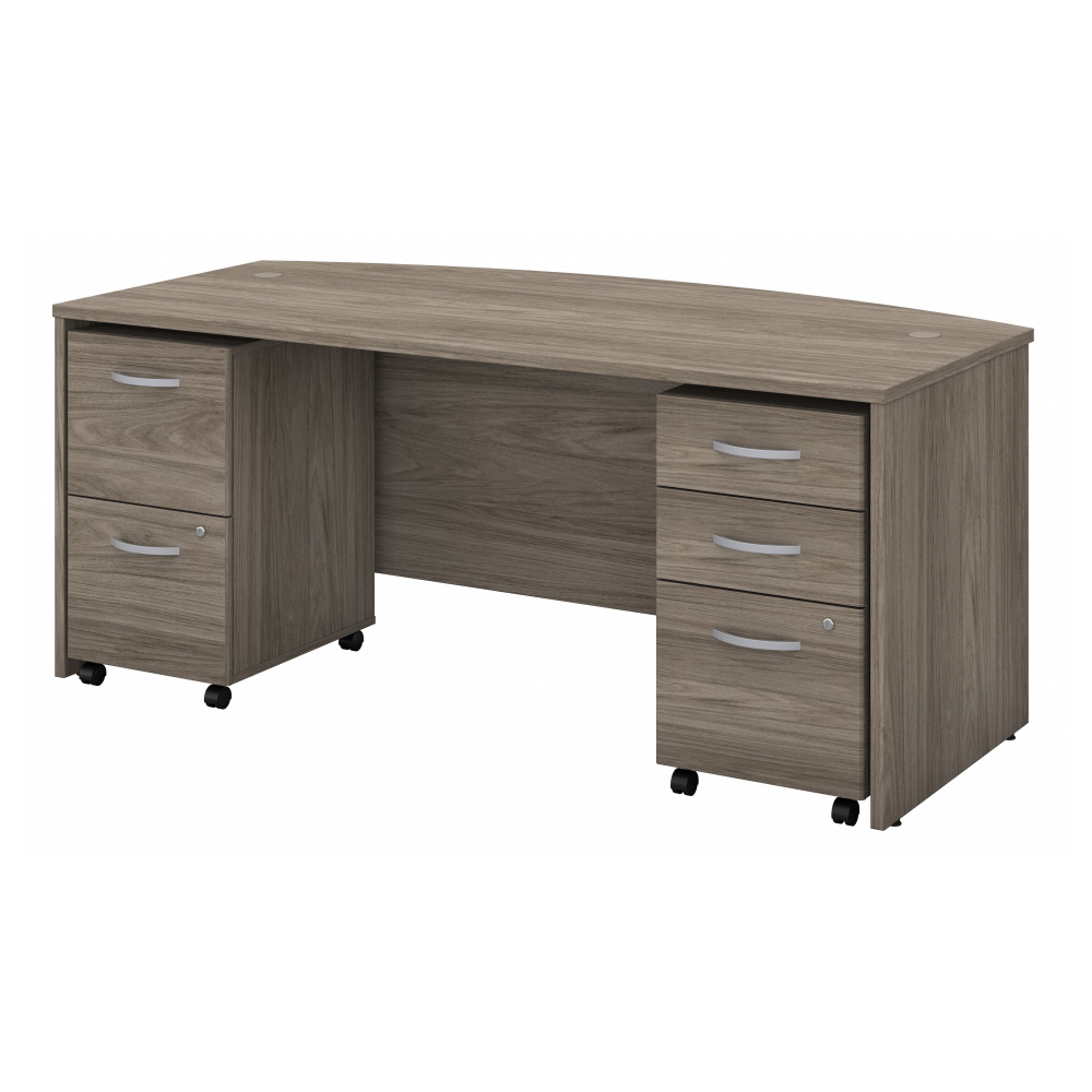 Shop Bush Business Furniture Studio C 72W x 36D Bow Front Desk with Mobile File Cabinets, Image 01, STC012MHSU, #color_modern hickory
