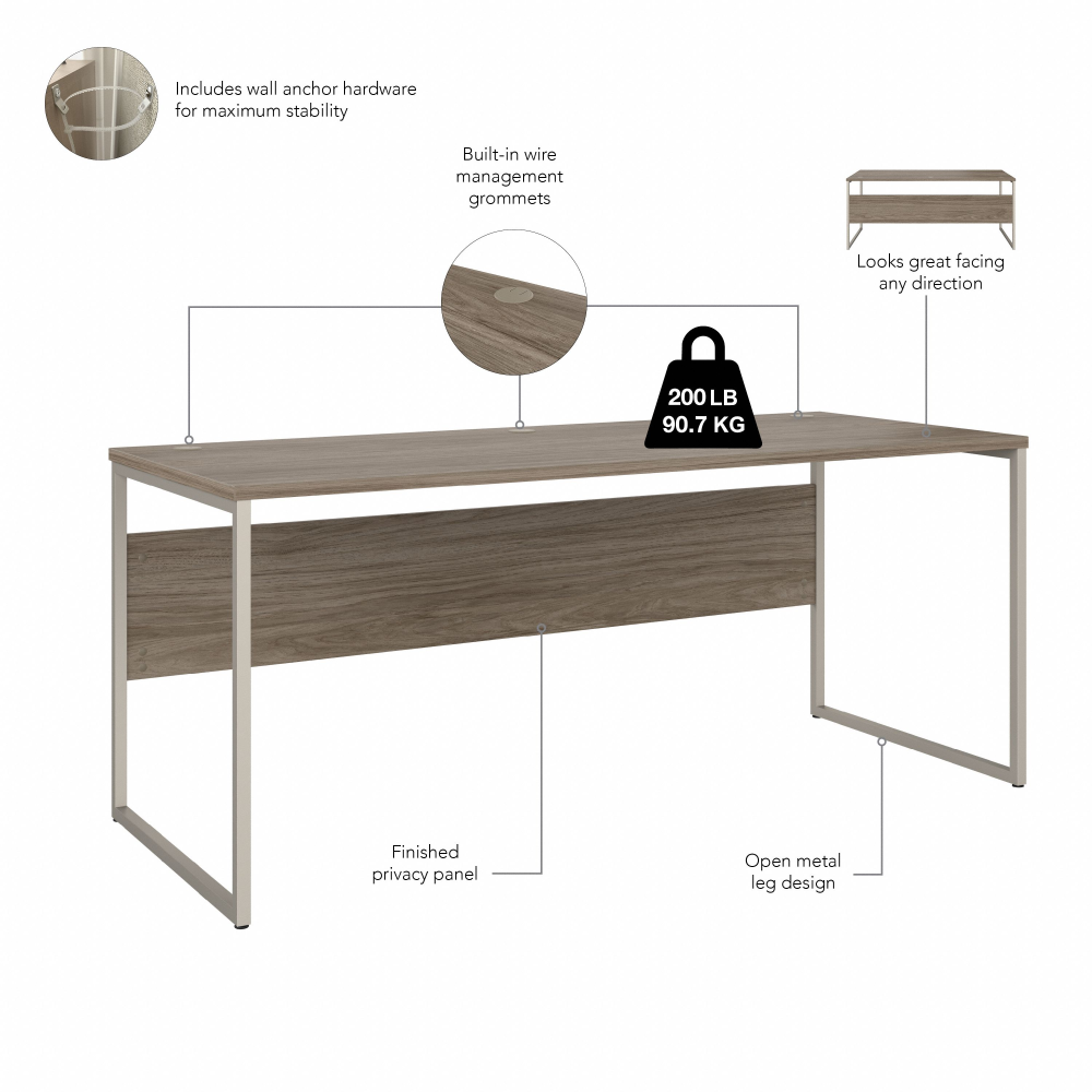 Shop Bush Business Furniture Hybrid 72W x 30D Computer Table Desk with Metal Legs, Image 08, HYD373MH, #color_modern hickory