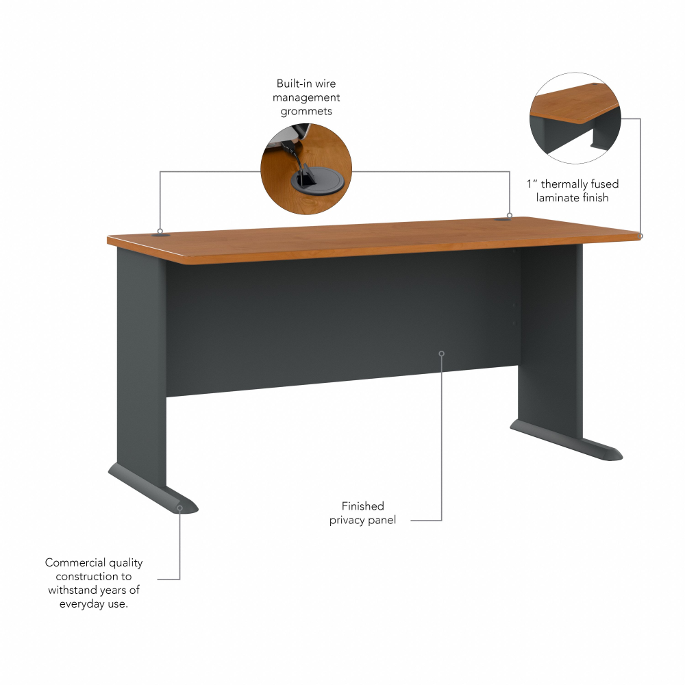 Shop Bush Business Furniture Series A 60W Desk, Image 07, WC57460, #color_natural cherry/slate