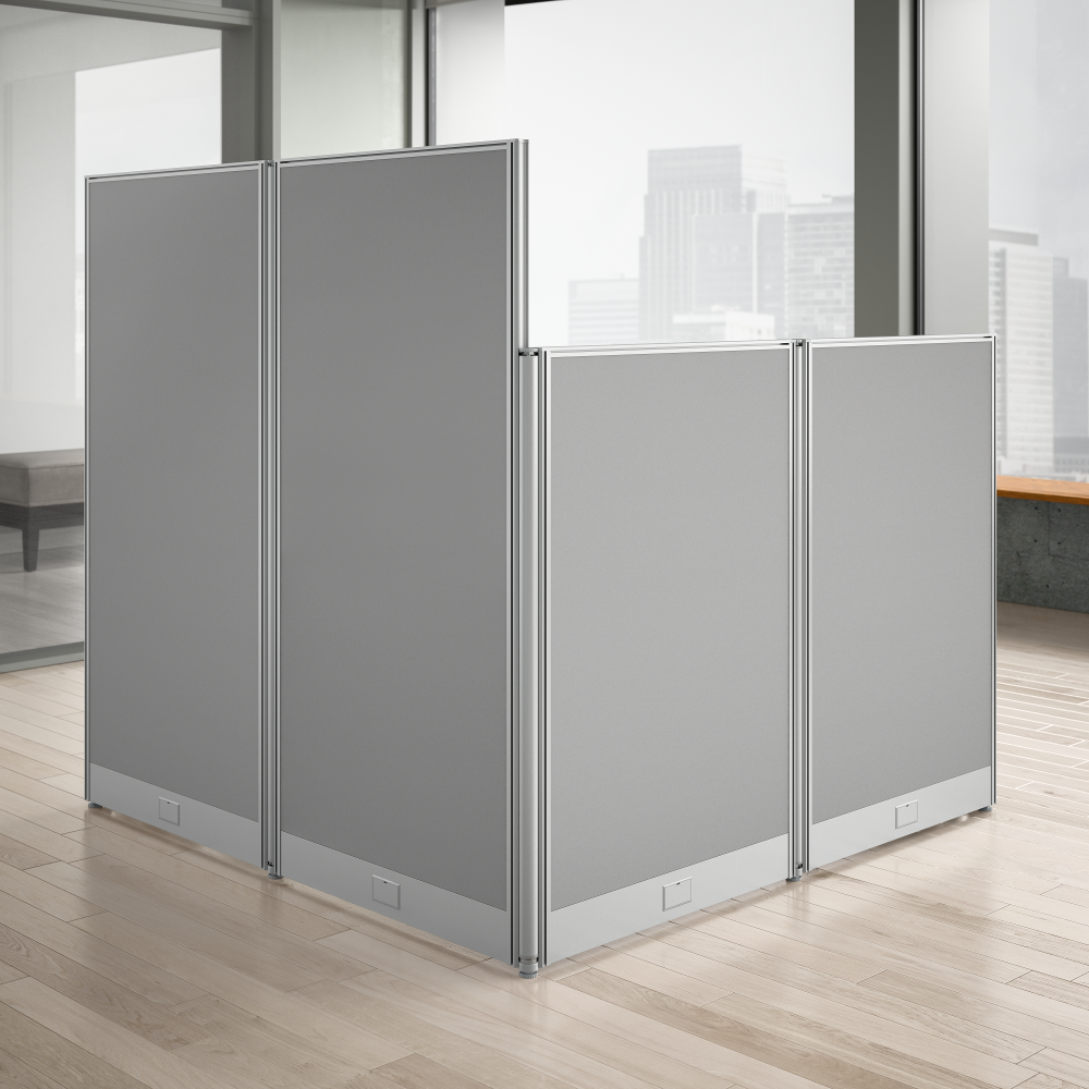 Shop Bush Business Furniture Office in an Hour 65W x 65D L Shaped Cubicle Desk, Image 04, WC36194-03K, #color_pure white