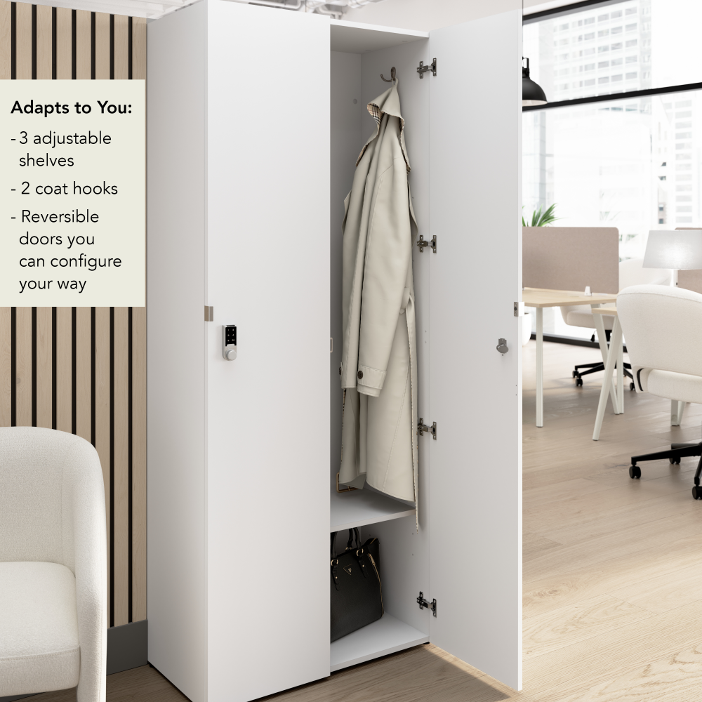 Shop Bush Business Furniture Assure Single Tier 2 Door Storage Locker with Keypad Locks, Image 05, AUS230WHK, #color_white