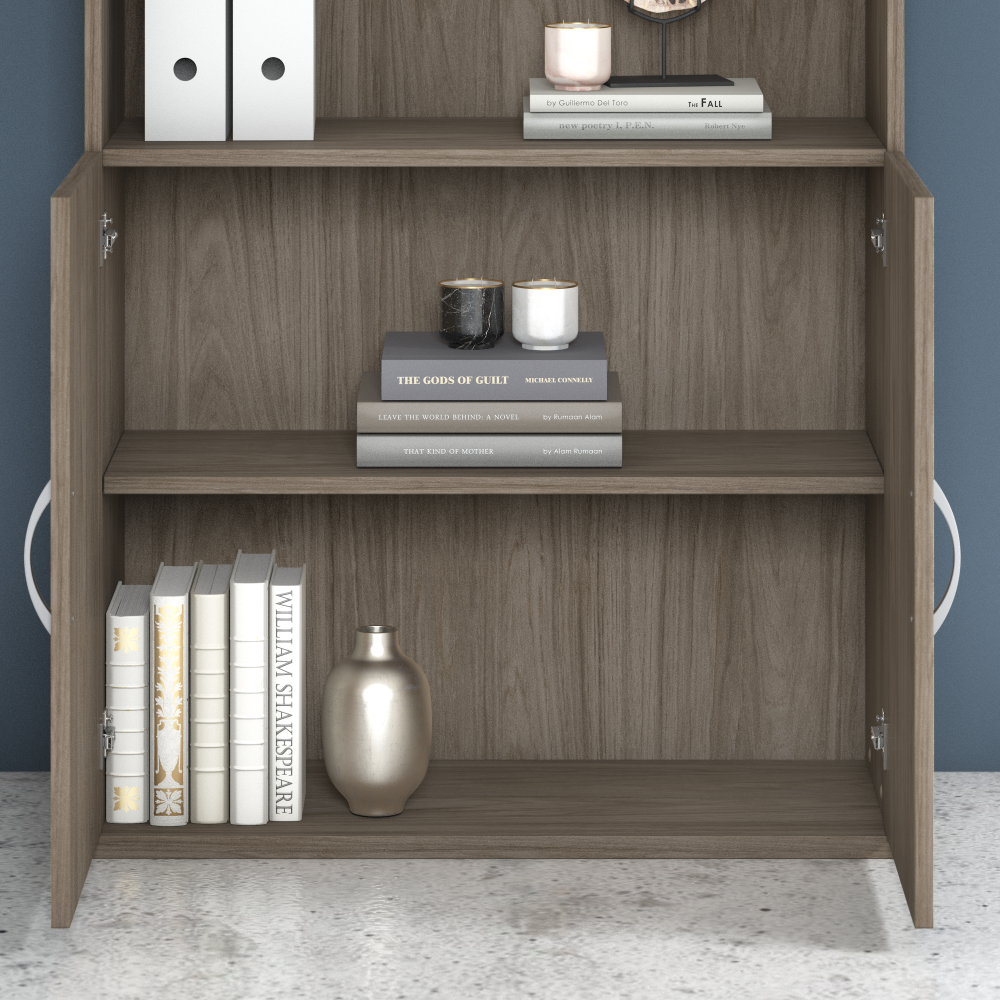 Shop Bush Business Furniture Hybrid Tall 5 Shelf Bookcase with Doors, Image 03, HYB024MH, #color_modern hickory
