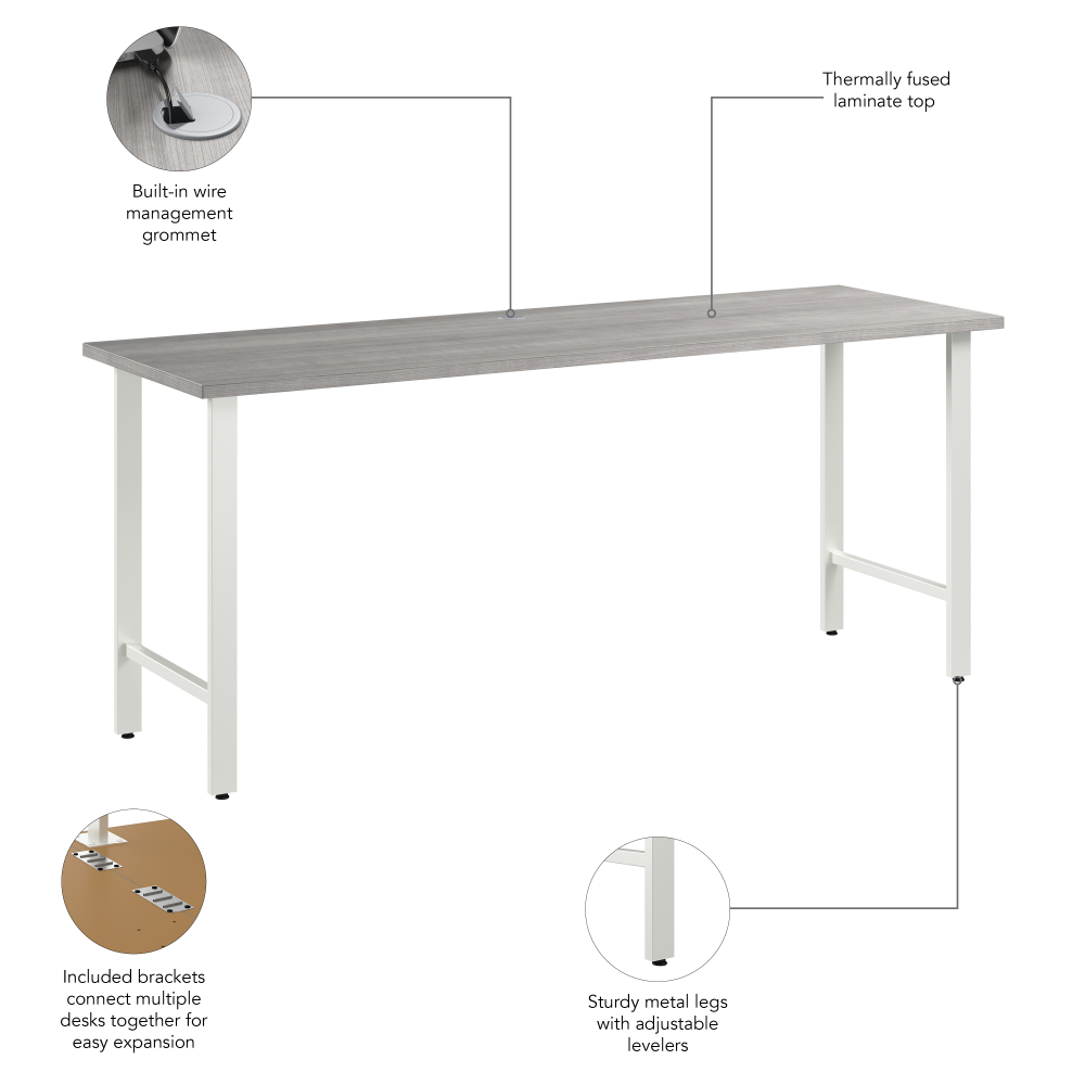 Shop Bush Business Furniture Hustle 72W x 24D Computer Desk with Metal Legs, Image 09, HUD172PG, #color_platinum gray
