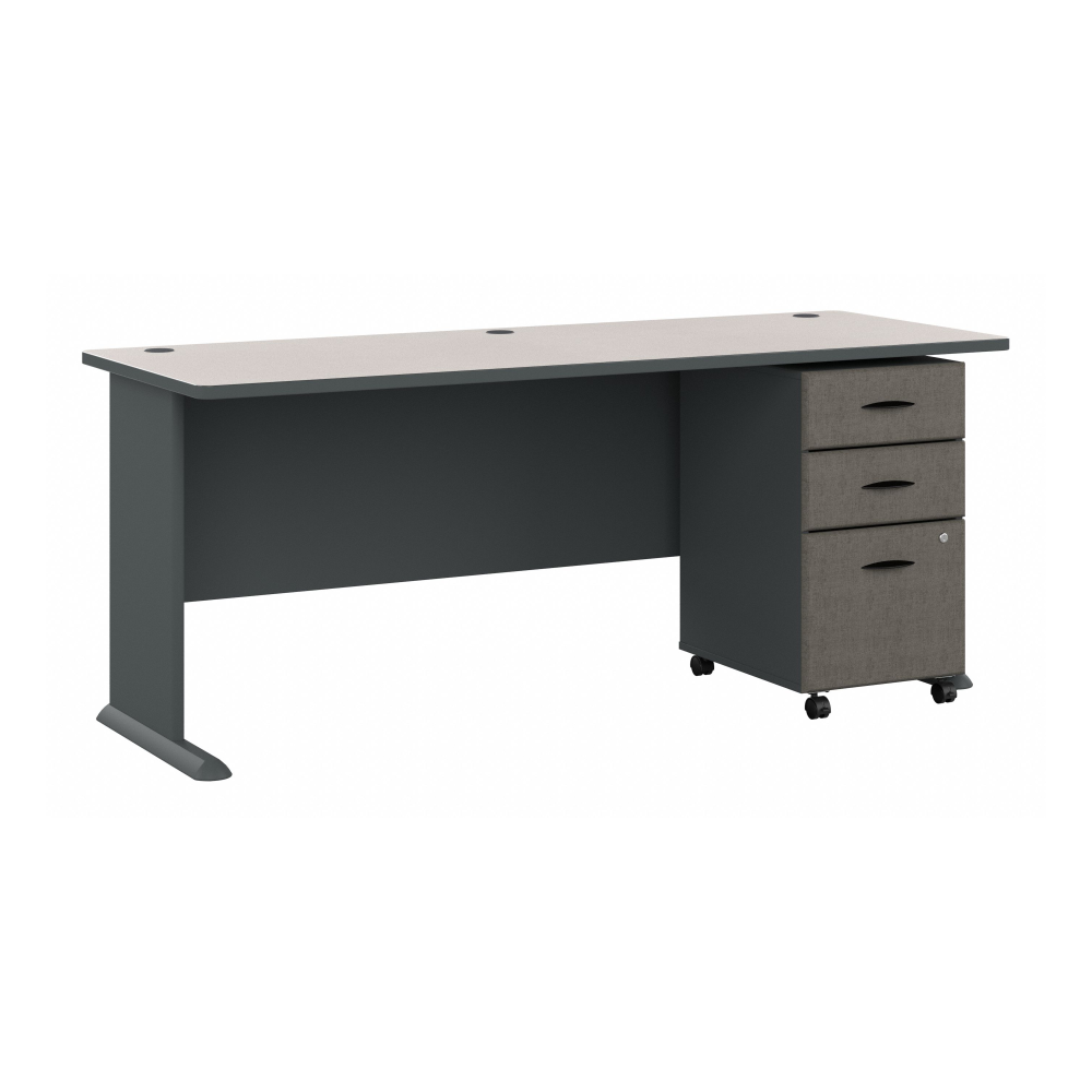 Shop Bush Business Furniture Series A 72W Desk with Mobile File Cabinet, Image 01, SRA013SLSU, #color_slate/white spectrum