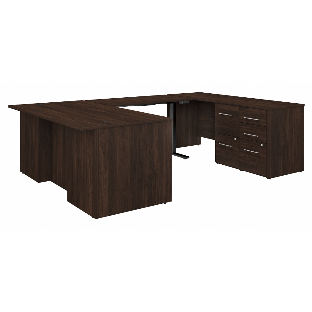 Shop Bush Business Furniture Office 500 72W Height Adjustable U Shaped Executive Desk with Drawers, Image 01, OF5005BWSU, #color_black walnut