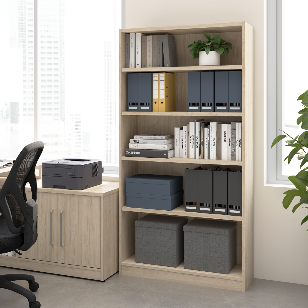 Shop Bush Business Furniture Vista Tall 5 Shelf Bookcase, Image 02, VSB12479-Z, #color_natural elm