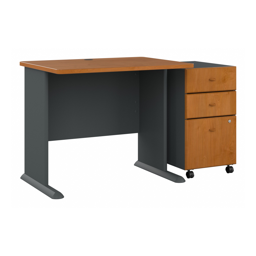Shop Bush Business Furniture Series A 36W Desk with Mobile File Cabinet, Image 01, SRA024NCSU, #color_natural cherry/slate