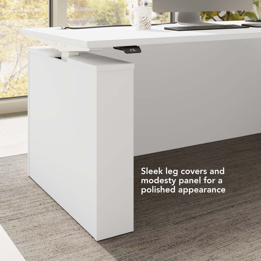 Shop Bush Business Furniture Stratus 72W x 30D Electric Height Adjustable Standing Desk with Modesty Panel, Image 05, SUT004WH, #color_white