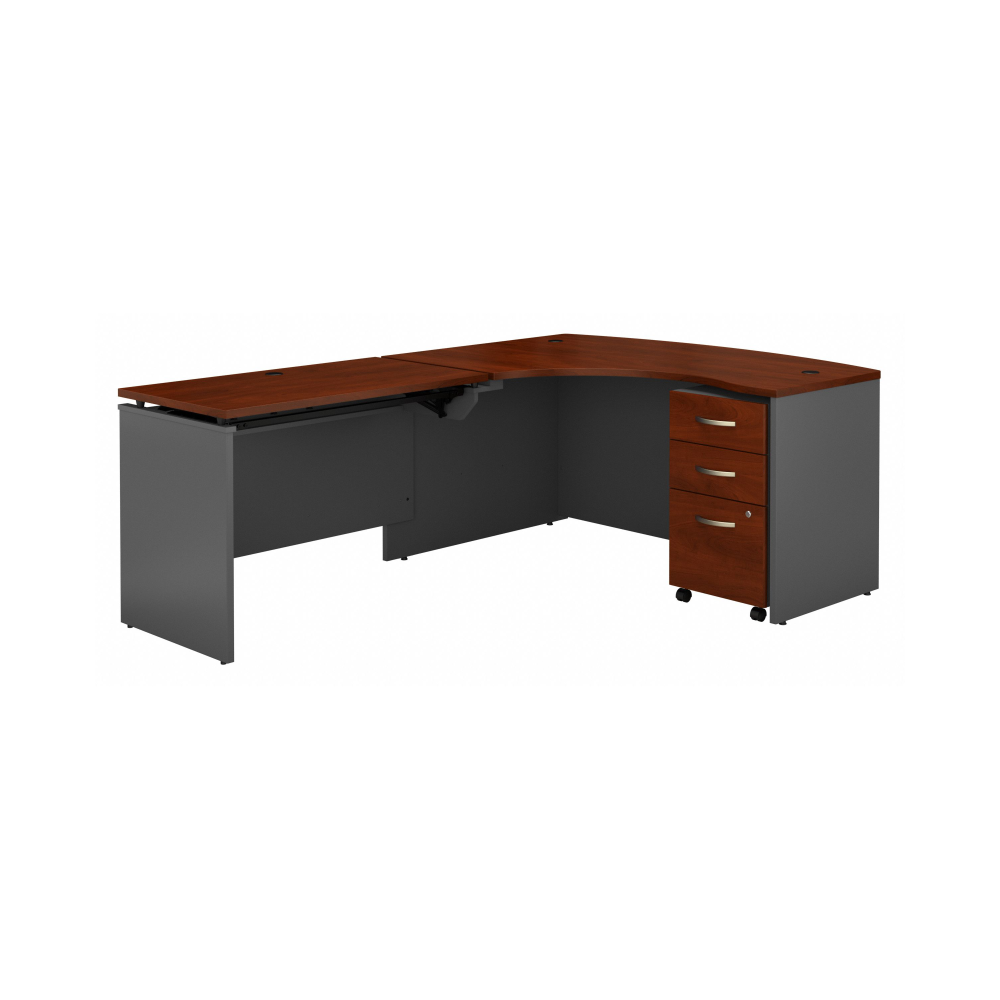 Shop Bush Business Furniture Series C 60W x 43D Left Hand 3 Position Sit to Stand L Shaped Desk with Mobile File Cabinet, Image 03, SRC127HCSU, #color_hansen cherry/graphite gray
