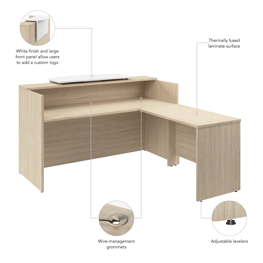 Shop Bush Business Furniture Arrive 72W x 72D L Shaped Reception Desk with Counter, Image 09, ARV009NE, #color_natural elm
