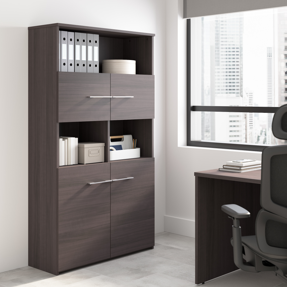 Shop Bush Business Furniture Office 500 5 Shelf Bookcase with Doors, Image 02, OFB136SG, #color_storm gray