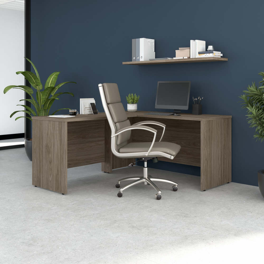 Shop Bush Business Furniture Studio C 60W x 24D L Shaped Desk with 42W Return, Image 02, STC051MH, #color_modern hickory