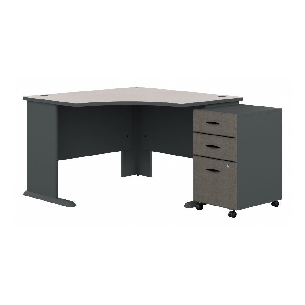 Shop Bush Business Furniture Series A 48W Corner Desk with Mobile File Cabinet, Image 01, SRA035SLSU, #color_slate/white spectrum