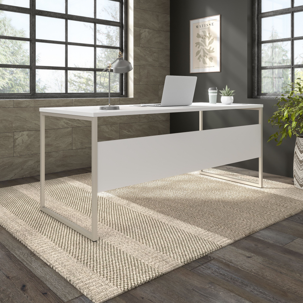 Shop Bush Business Furniture Hybrid 72W x 30D Computer Table Desk with Metal Legs, Image 04, HYD373WH, #color_white